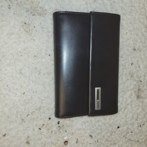 Esprit Brown Faux Leather Long Wallet Checkbook Organizer Zip Pocket Card Holder